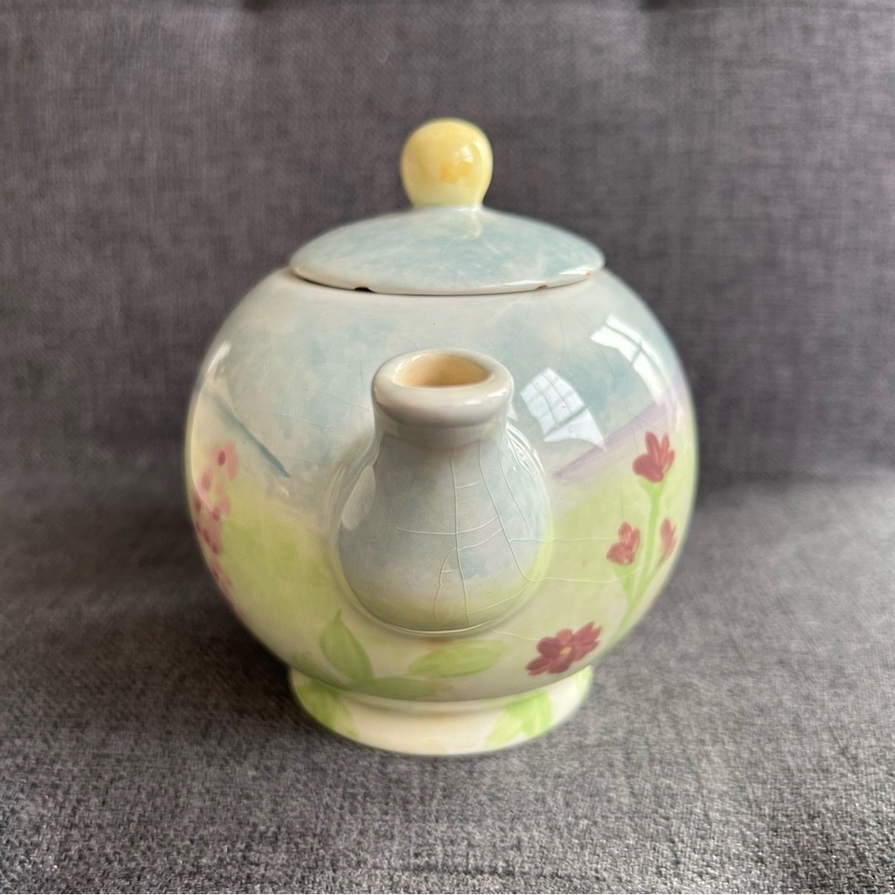 Colorful Floral Teapot, Blue, Green, Pink Pastels, 16 oz - Picture 5 of 16